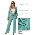 thumbnail image 4 of MINTREUS Lounge Sets for Women Casual Long Sleeve Button Down Shirt and Drawstring Wide Leg Pants Two Piece Outfits with Pockets Pjs, 4 of 7