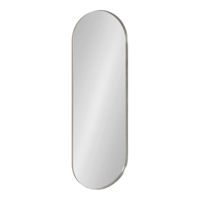 Kate and Laurel Rollo Modern Capsule Wall Mirror, 16 x 48, Silver, Decorative Full Length Oval Mirror for Wall