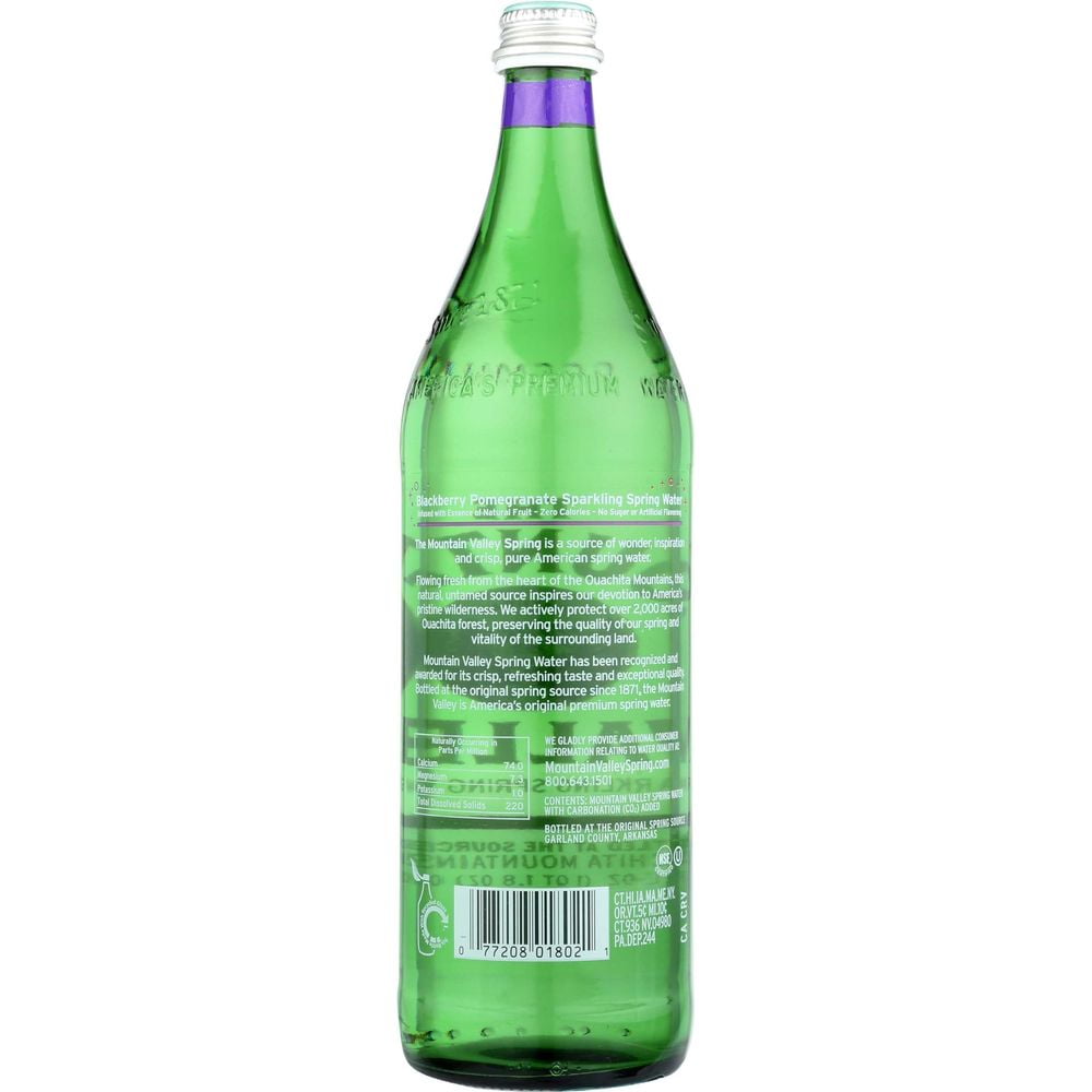 The Mountain Valley Blackberry Pomegranate Sparkling Water, 1 Liter -- 12 per Case.