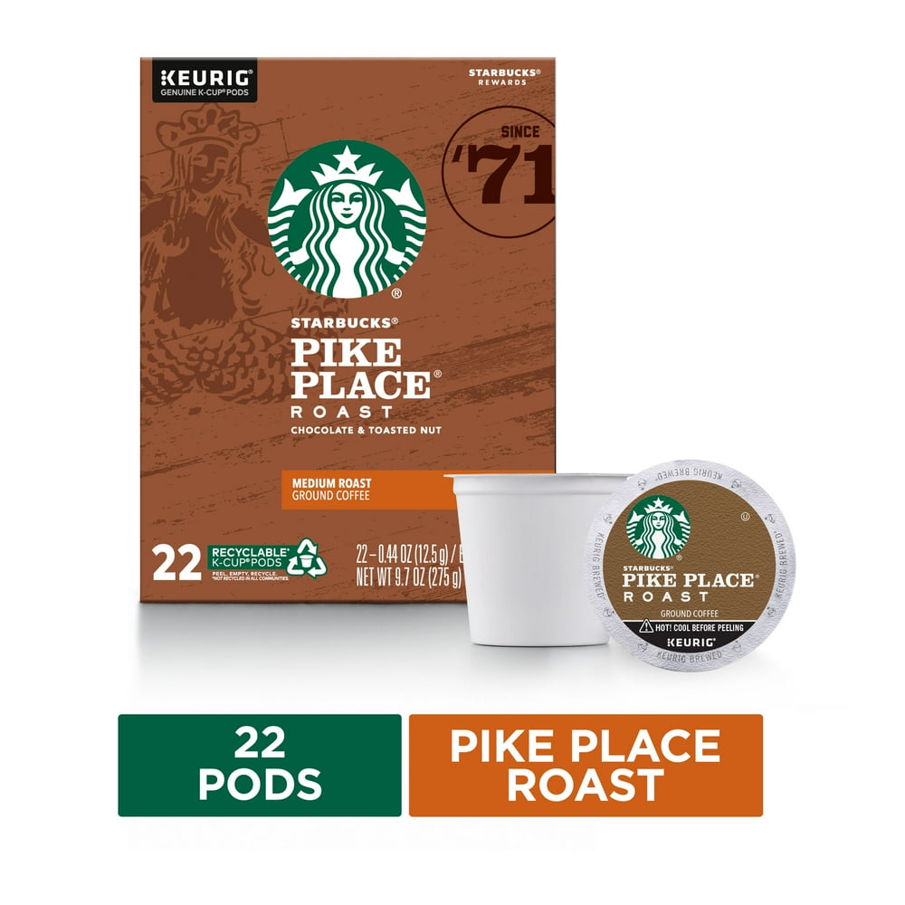 Starbucks Pike Place Medium Roast, Keurig Coffee Pods, 22 Count Box
