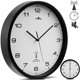 thumbnail image 2 of Reloj de pared radiocontrolado silencioso negro Ø 31cm con segundero Cambio de hora automático esquí esquí Gafas de esquí, 2 of 5