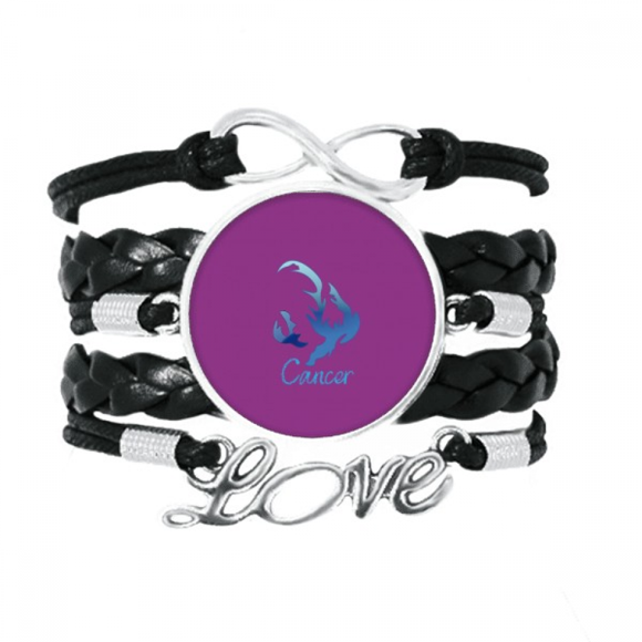 Cancer Designs Icon Art Deco Fashion Bracelet Love Accessory Twisted Leather Knitting Rope Wristband