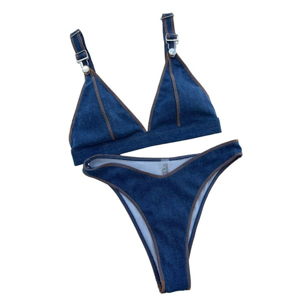 Conjunto de bikini para mujer, ropa de playa versátil para actividades acuáticas, spas, natación, fiesta en la piscina Azul