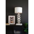 thumbnail image 2 of TABLE LAMP - ANTIQUE WHITE WITH CARVED DAMASK BASE, 2 of 8