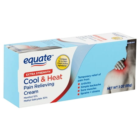Equate Cold & Heat Pain Relieving Cream, Menthol 10%, Methyl Salicylate 30%, 3