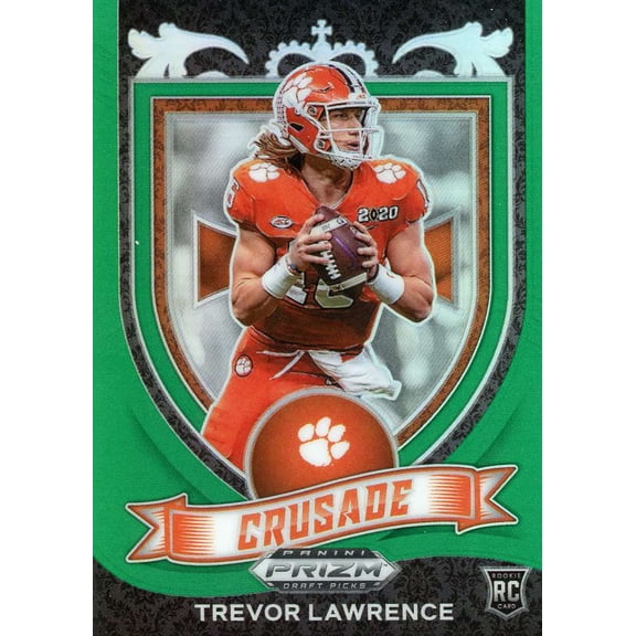 NFL 2021 Panini Prizm Draft Picks Trevor Lawrence Green Trading Card #161 (Rookie, Crusade)