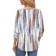 thumbnail image 5 of UVN Summer Womens Blouses Crew Neck 3/4 Sleeve with Button Shirts for Women Loose Fit Tunic Tops, 5 of 9
