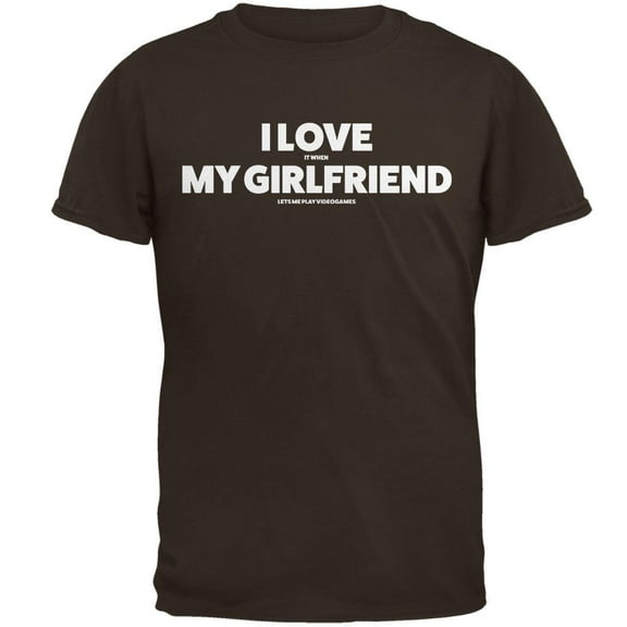 Valentines I Love My Girlfriend Video Games Brown Adult T-Shirt - 2X-Large