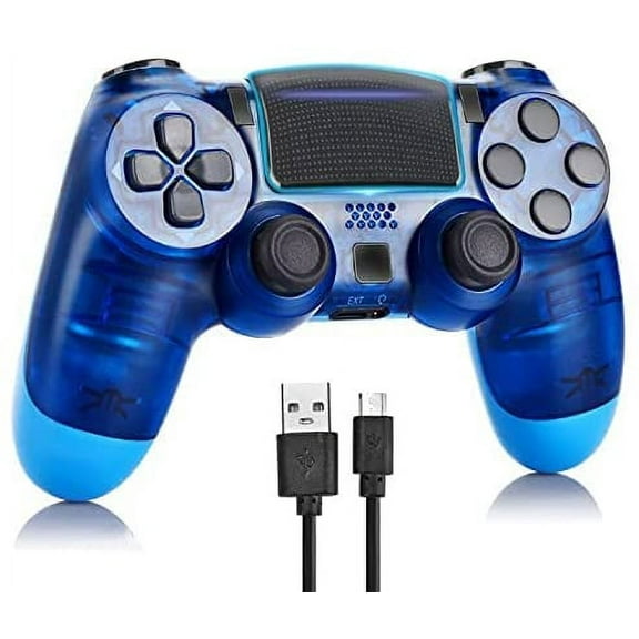 Wireless Controller Dual Vibration Game Joystick Controller for PS4/ Slim/Pro,Compatible with PS4 Console (Blue Crystal)