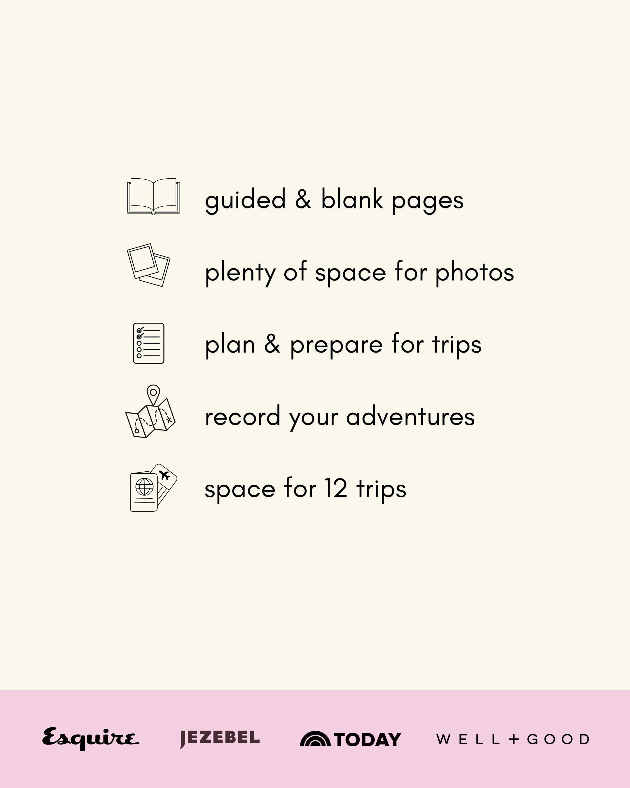 Kunitsa Co. Travel Journal - Guided Notebook to Plan & Reflect on Vacations & Trips, Basil Green