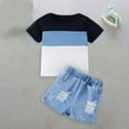 thumbnail image 7 of Utlike Boys 2-Piece Outfits Baby Color Matching T Shirt Ripped Denim Suit Boys Holiday Sets Size 9 Months-12 Months, 7 of 7