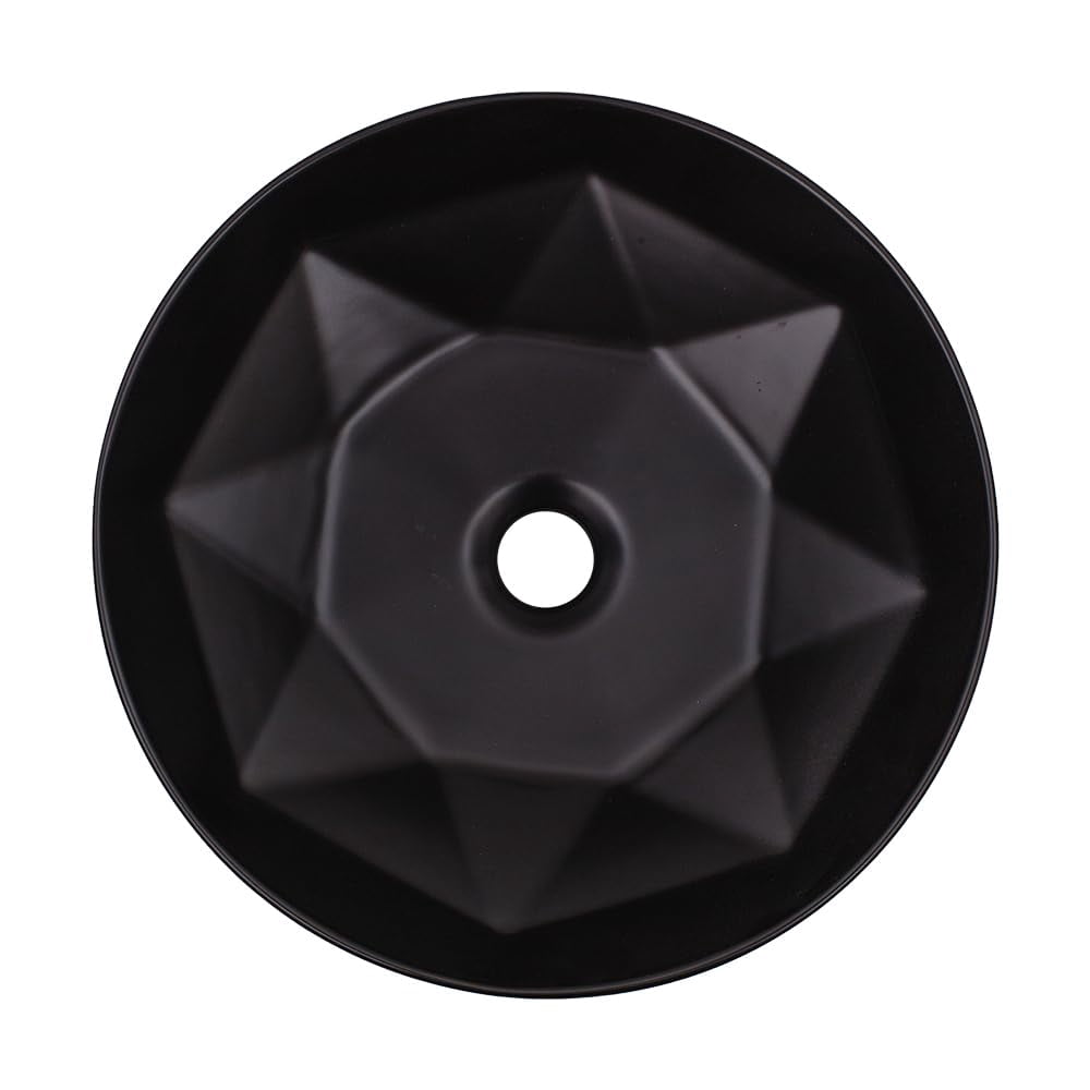 Strictly Sinks Round Ceramic Luxury Vessel Sink - 16 Inch Modern Countertop Bathroom Sink Black