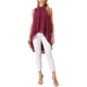 thumbnail image 2 of INSPIRAR CHIC Blusas sin mangas de gasa para mujer con cuello alto, lazo en la espalda, dobladillo asimétrico, camiseta de verano XL color rojo vino, 2 of 6