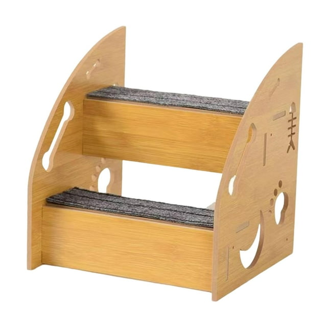 S SERENABLE Dog Stair Ramp Wood Anti Slip Wear Resistant Pet Ladders for Bed Sofa Indoor 2 Steps