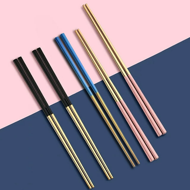 Vaidha 1 Paire de Baguettes Réutilisables en Métal Coréen Chinois en Acier Inoxydable