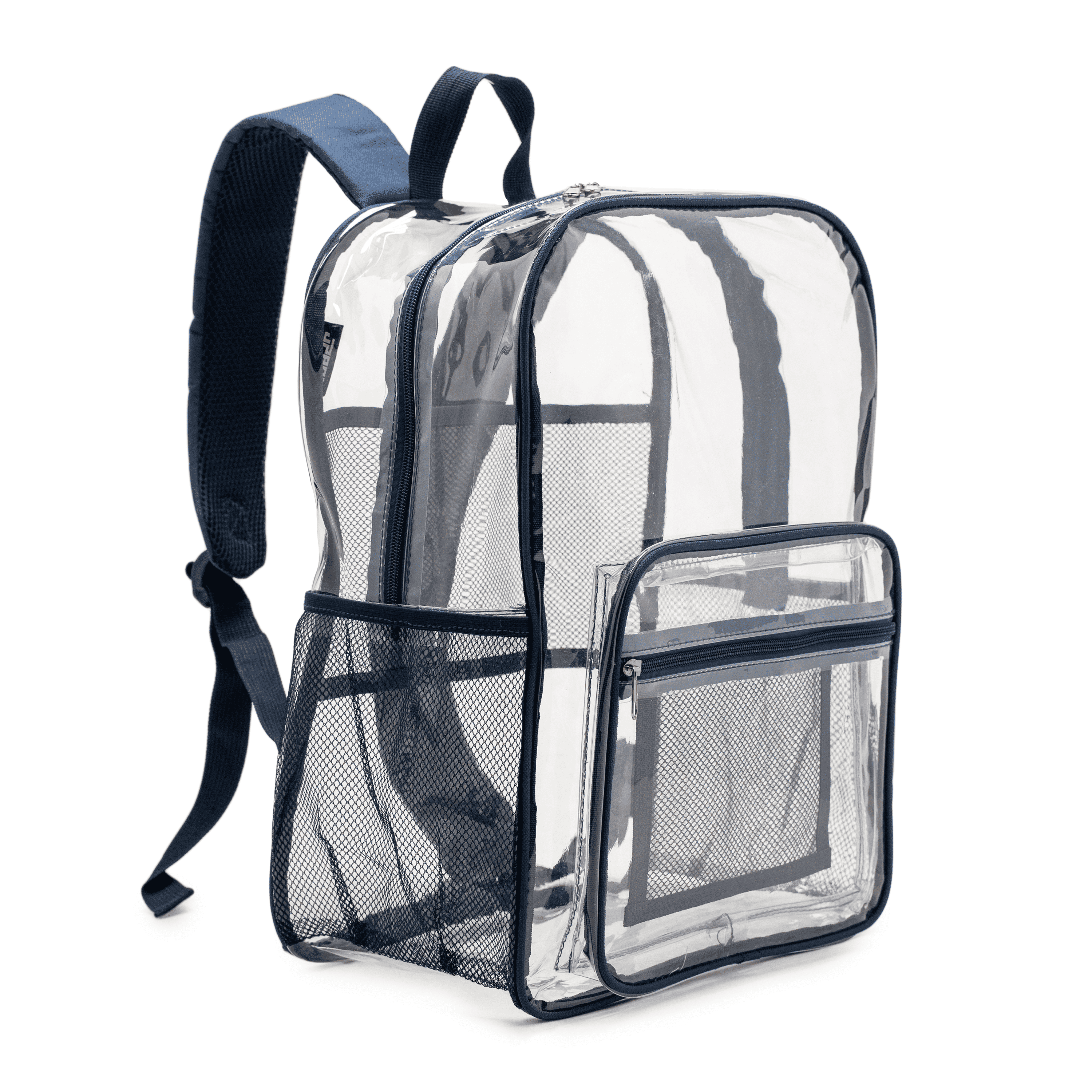 JPACK Clear Backpack – Heavy Duty Transparent Bookbag for Adults and Teens | School, Work, Travel, Stadiums (Navy Blue)