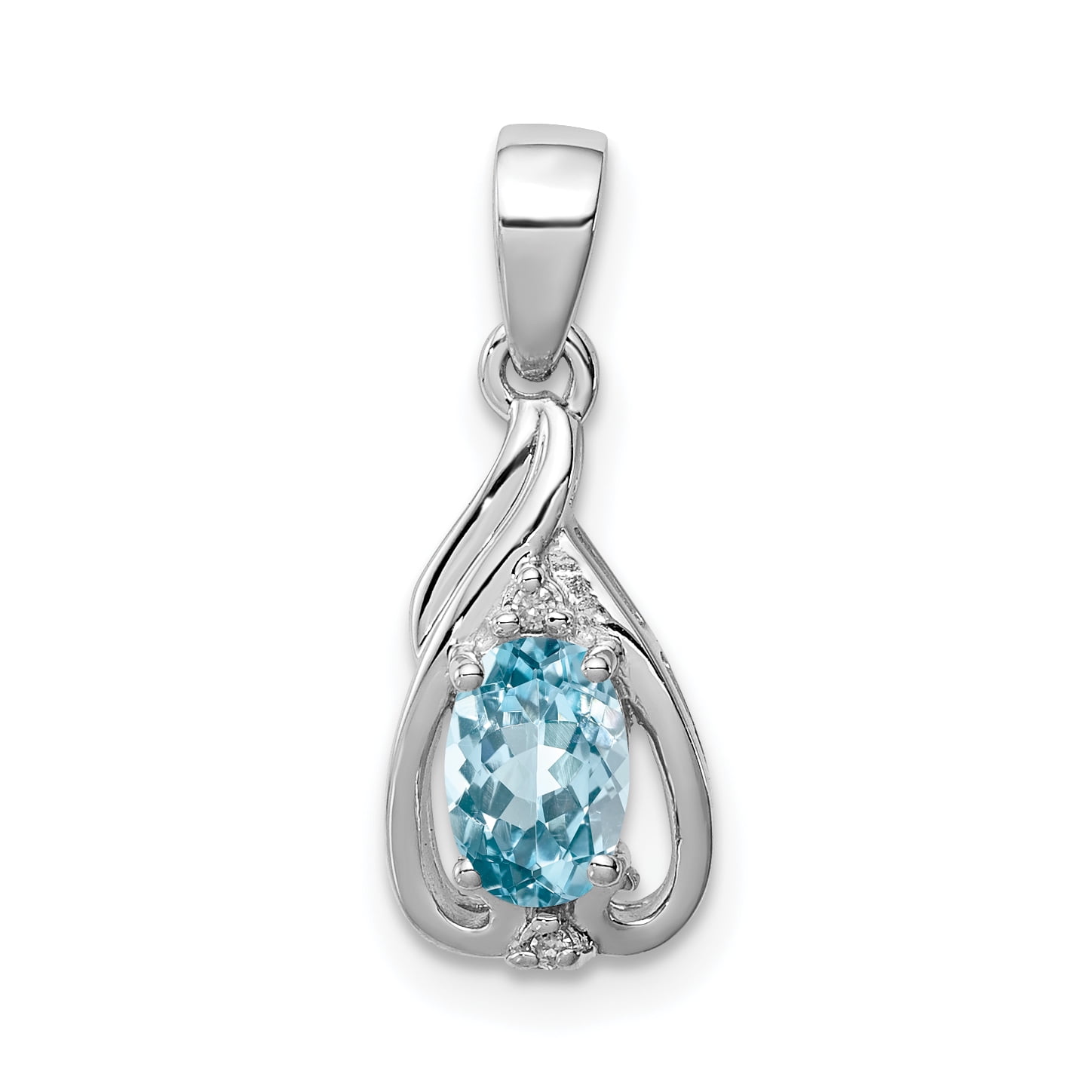 925 Sterling Silver Diamond Blue Topaz Pendant Charm Necklace Gemstone Fine Jewelry Gifts For Women For Her