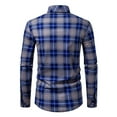 thumbnail image 4 of WREESH Men's Button Down Shirts Fashion Long Sleeve Plaid Dress Shirt with Button Down Collar and Classic Patte Blue, 4 of 7