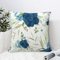 thumbnail image 6 of YFYANG Square Decorative Throw Pillow Case (Without Pillow Insert), Blue Vintage Watercolor Flower Bedroom Sofa Car Cushion Cover, 26"x26", 6 of 9