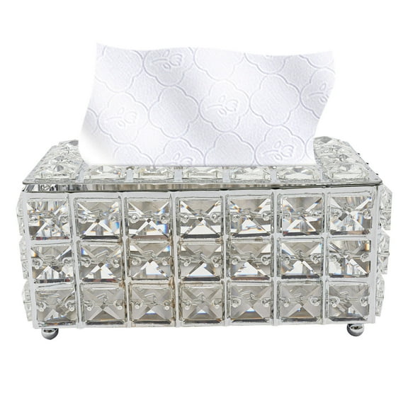 Miumaeov Crystal Tissue Box Home Napkin Holder Rhinestone Tissue Storage Box Napkin Dispenser
