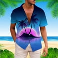 thumbnail image 2 of Mens T-shirts Men's Coconut Tree Short Sleeve Shirt Summer Casual 3D Printing Hawaii Short Sleeve Shirts Tops Mens Long Sleeved Workout Shirts Plain Long Sleeved Men Loose Fit Athletic Tops Dark Blue, 2 of 5