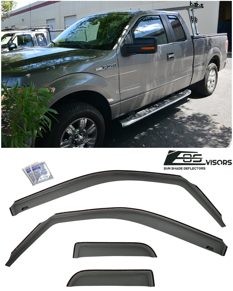 4pc 3D Wavy Smoke Side Vent Shade Window Visor Fit 04-14 F150 Super/Extended Cab 