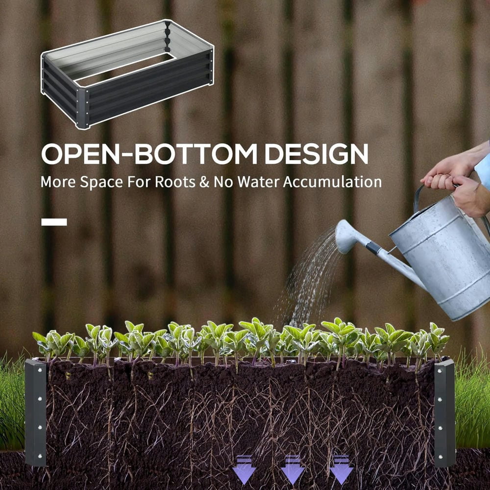 Spaco Galvanized Raised Garden Bed, 4' x 2' x 1' Metal Planter Box for Outdoor Growing Vegetables, Flowers, Herbs, Succulents, Gray