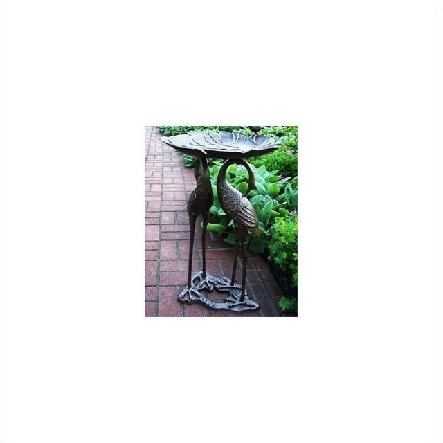 Oakland Living Two Cranes with Lily Birdbath in Antique Bronze