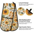 thumbnail image 2 of Yayeee Double Oven Mitt Kitchen Heat Resistant Baking 35" x7" Quilted Glove, Watercolor Sunflowers, 2 of 6