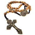 thumbnail image 2 of Rosario TALISMAN4U de madera de olivo con San Miguel y crucifijo de bronce, 2 of 9