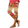 thumbnail image 2 of breaise Capri Leggings for Women Tummy Control Knee Length Capri Leggings 2024 Summer Floral Print Cropped Pants Casual Comfy Tights, 2 of 5