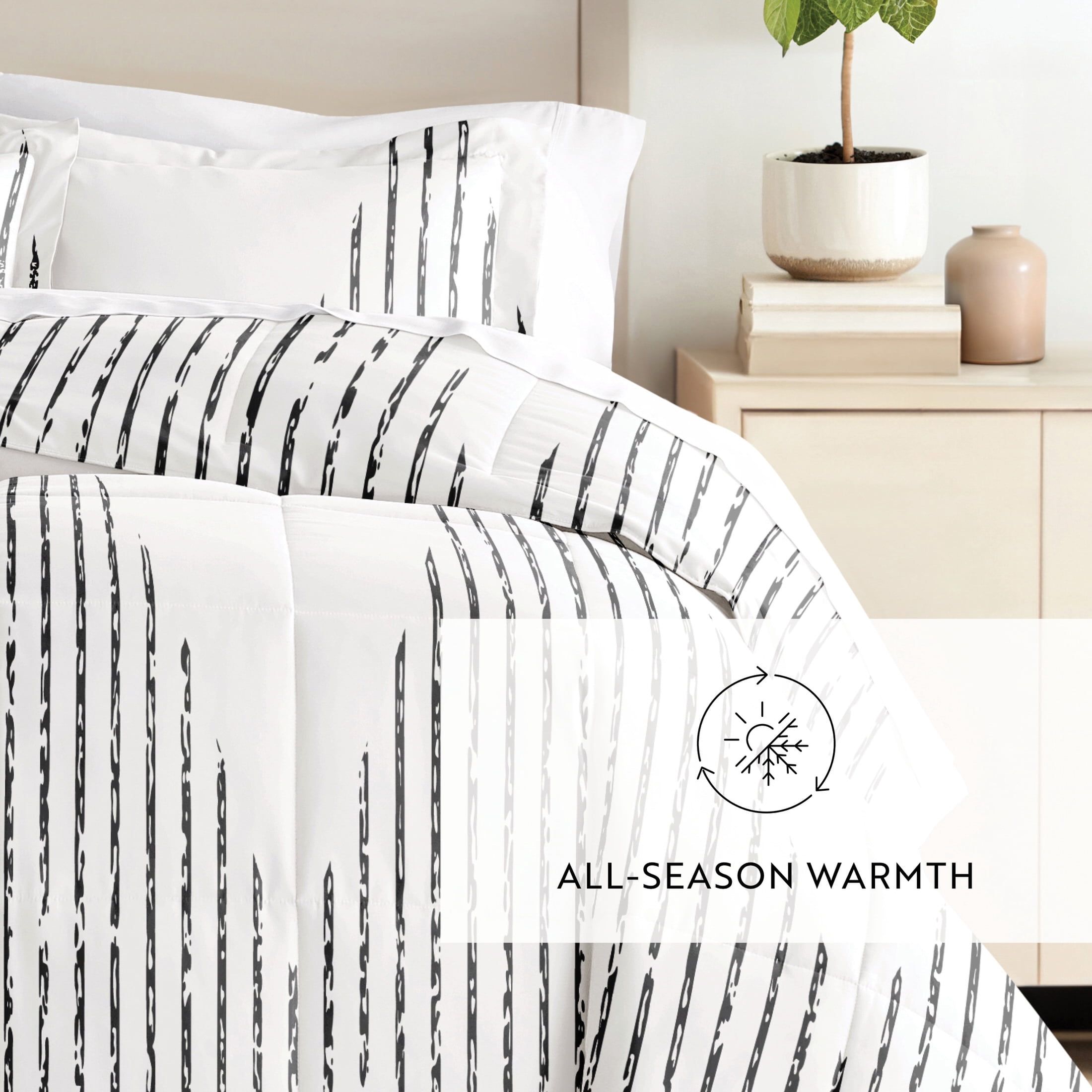 All Season Ultra Soft Comforter Set Down-Alternative Bedding in Diamond Stripe for Twin/Twin XL Size by Comfort Canopy