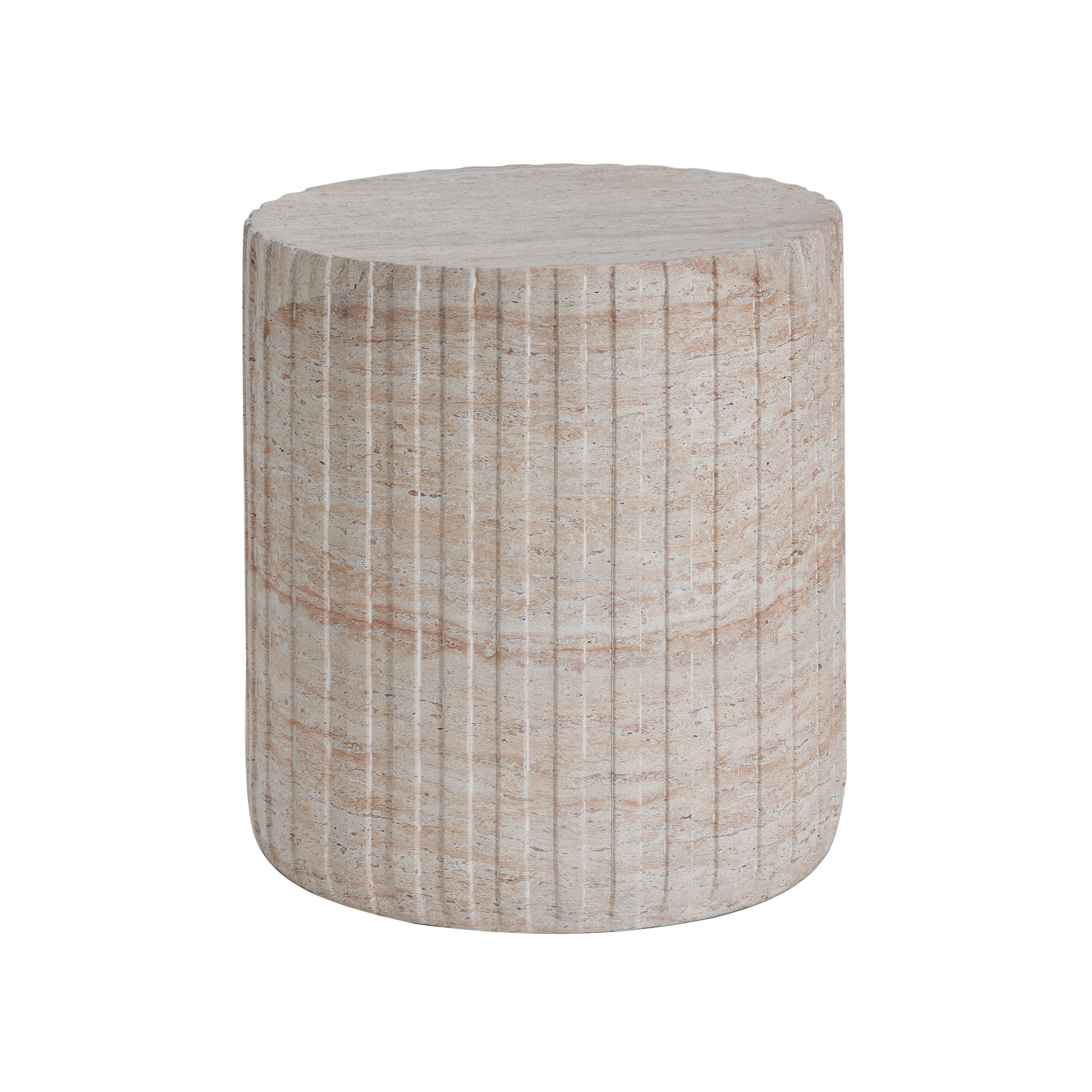 Side Table, Outdoor Indoor Lightweight Concrete Table for Patio Balcony Garden, Travertine Finish