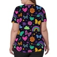 thumbnail image 5 of Cartoon Printed Scrubs For Women Vneck Medical Scrub Tops Short Sleeve Stretch Nurse Uniform Fashion Scrub Tops With Pocket Navy M, 5 of 5