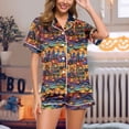 thumbnail image 2 of TJAZFJPA Pyjama Mignon pour Femmes Ensemble Deux Pièces pour Femmes Manches Courtes Col en V Ensemble de Shorts Pyjama de Noël pour Femmes Grande Taille Pyjama de Noël Familial, 2 of 5