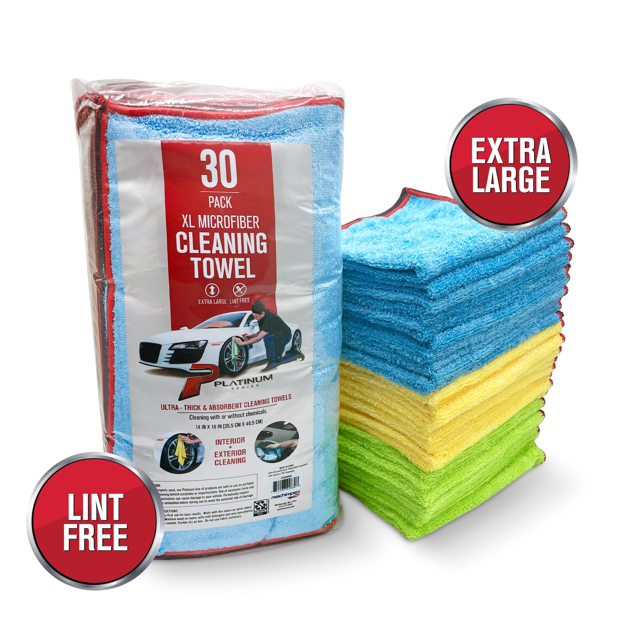 6 Microfibre Cleaning Polish Wax Cloths &  Microfibre Car Large Drying Towel Set 