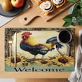 thumbnail image 2 of Retro Rooster Placemats Set of 6 Sunflower Watercolor Animals Place Mats Indoor Wipeable Table Mats Washable Cloth Dining Table Placemats for Kitchen Holiday Party Home Decor 13x19 Inch, 2 of 9