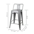 thumbnail image 5 of Leejay Gray 24 inch Low Back Counter Height Metal Barstool,Set of 3, 5 of 5