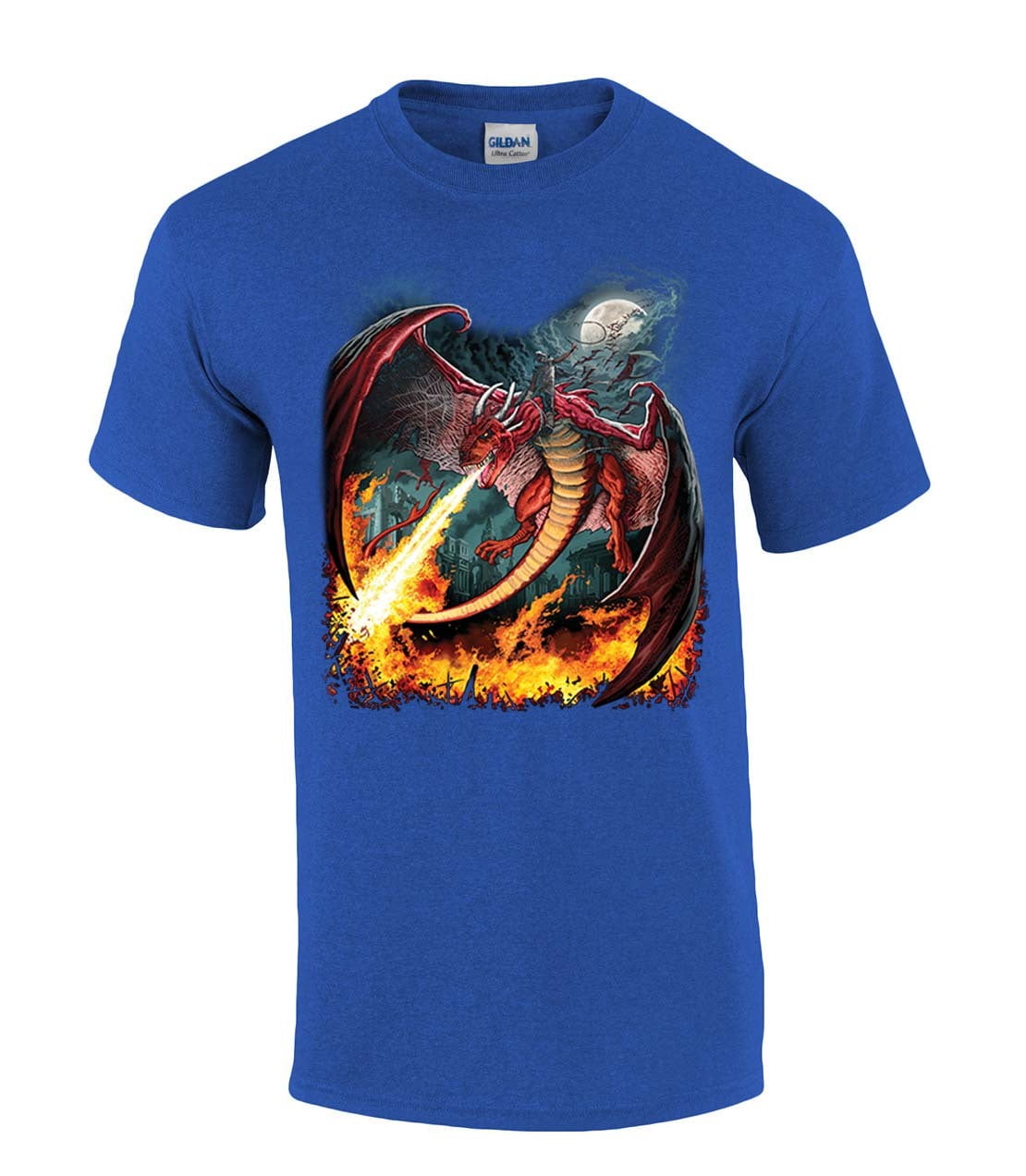 Red Fire Breathing Dragon House Of Dragon Moonlight Mens Short Sleeve T red-fire-breathing-dragon-house-of-dragon-moonlight-mens-short-sleeve-t