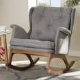 thumbnail image 2 of Baxton Studio Maggie Fauteuil à Bascule Capitonné Gris et Noyer, 2 of 9