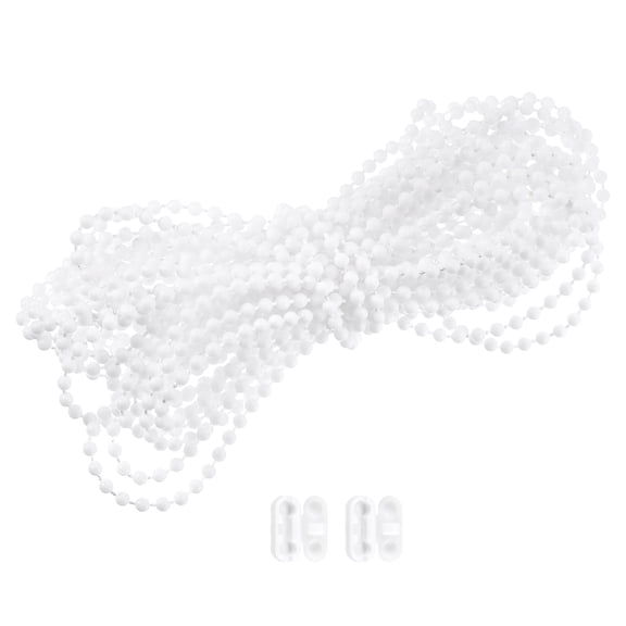 Uxcell Blind Bead Chain Cord Set, 9.15M POM Chain Accessories with 2 Pack Connectors, White