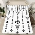 thumbnail image 2 of Manfei Bohemian Aztec Queen Sheet Sets for Adult, Hippie Sheep Skull Flat Sheet, Mandala Boho Style Queen Fitted Sheet, Lightweight Room Decor, 4 Pieces, 2 of 7