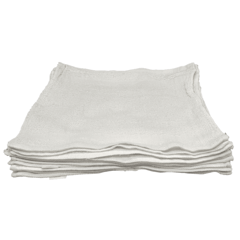 12 Inch x 12 Inch White Cotton Value Washcloths - Reusable Lt Weight Thin Cloth  Rags - Bath/Baby/Kitchen/Garage - 1 Lb per Dozen - Set of 24 