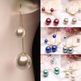 thumbnail image 4 of Yesbay Women U-Shaped Double Sided Faux Pearl Ball Drop Dangle Earrings Party Jewelry,Earrings, 4 of 7