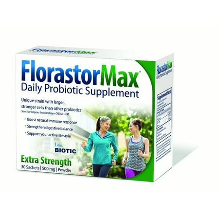 FlorastorMax ® Extra Strength quotidien Supplément probiotique en poudre 500mg 30 ct Boîte Sachets