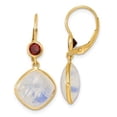 thumbnail image 3 of Auriga Fine Jewelry 14K Yellow Gold Moonstone Garnet/ Topaz Dangle Earrings for Women (L- 1.17 inch, W- 0.52 inch), 3 of 6