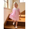 thumbnail image 6 of BemeyourBBs Toddler Baby Girls Summer Smocked Dress Cute Infant Baby Girls Fathers Day Outfit Daddy's Girl Letter Embroidery Short Sleeve Pink Plaid Gingham Dress Casual Clothes, 6 of 9