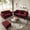 Burgundy, variant on LJAN Luxurious Velvet 3-Seater Sofa and Loveseat Set with Timeless Chesterfield Design Featuring Nailhead Trim and Rolled Arms Ideal for Cozy Living Room Spaces