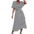 thumbnail image 2 of Robe d'Été pour Femmes 2024 Mode Grande Taille Couleur Volant Élégante Ample Manches Courtes Col Rond Robe 50 % de Réduction Liquidation!, 2 of 9