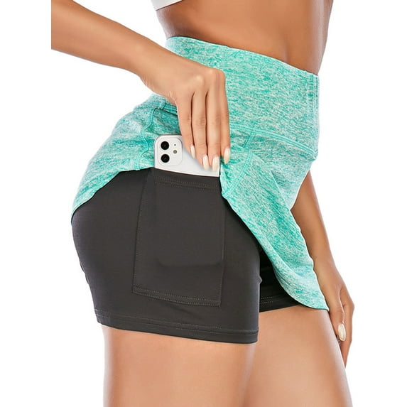 FUTATA Tennis Skorts For Women Golf Skirts With Pockets Athletic Sports Running Casual Skirt With Lined Shorts,Black/Grey/Purple/Green